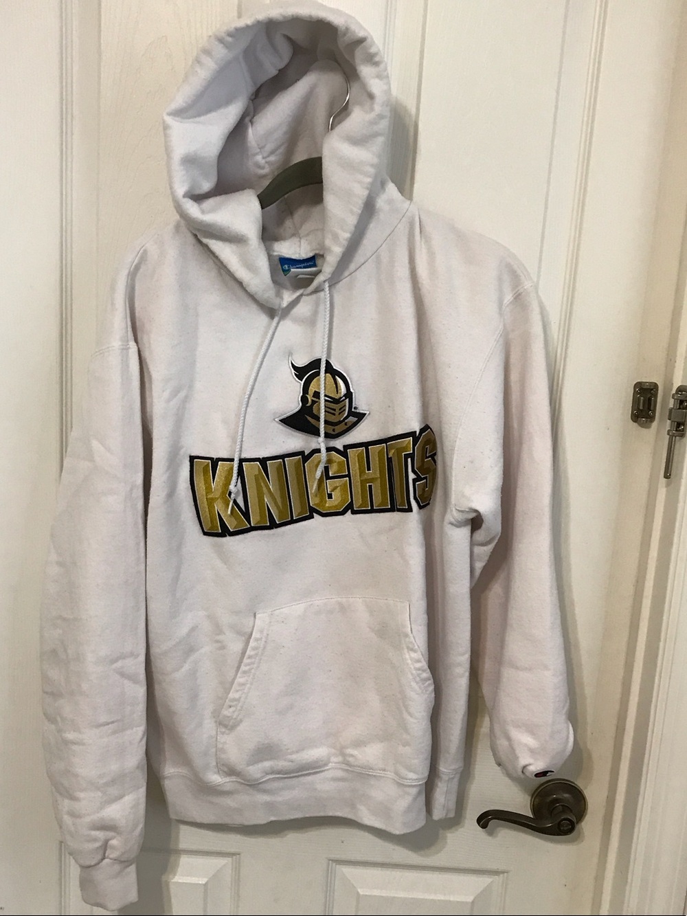Champion White Hooded Sweatshirt with Knights Gold Logo